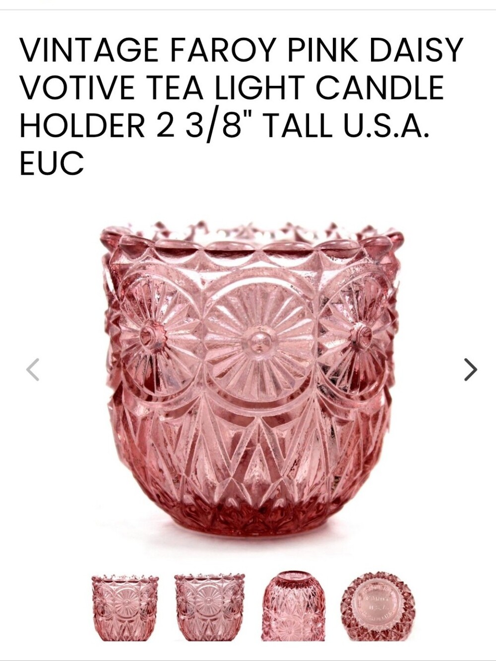 Vintage Faroy Daisy Votive Candle Holder, Pink